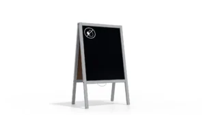 Pavement Sign with Silver Varnished Wooden Frame 100x60cm, Sidewalk Advertising Board Chalkboard A-Frame