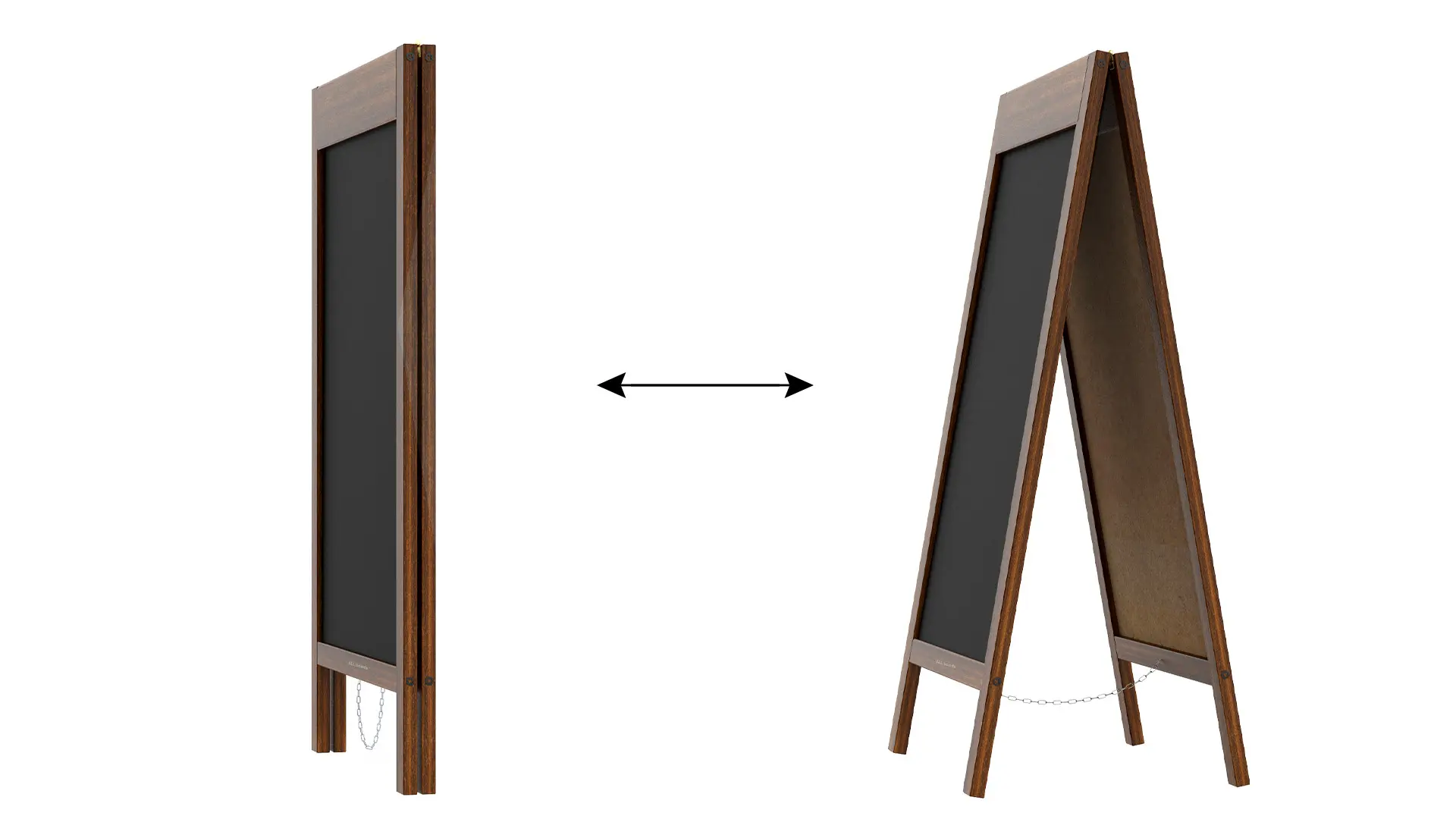 Pavement Sign with Wide Top Border Wooden Frame 100x49,5cm, Sidewalk Advertising Board Chalkboard A-Frame - Image 6