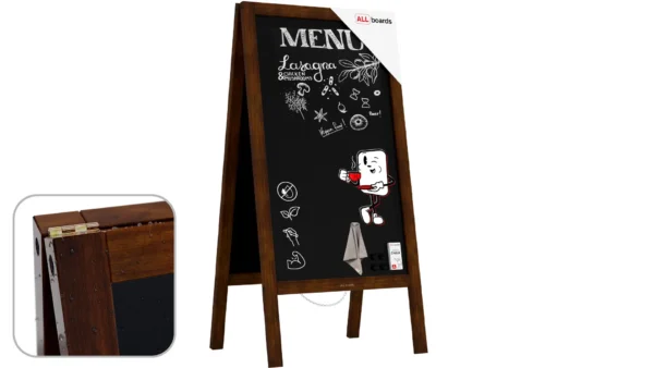 Magnetic Waterproof Chalk A-Board / Pavement Sign 100x49,5 cm – CLASSIC BROWN + FREE ACCESSORIES