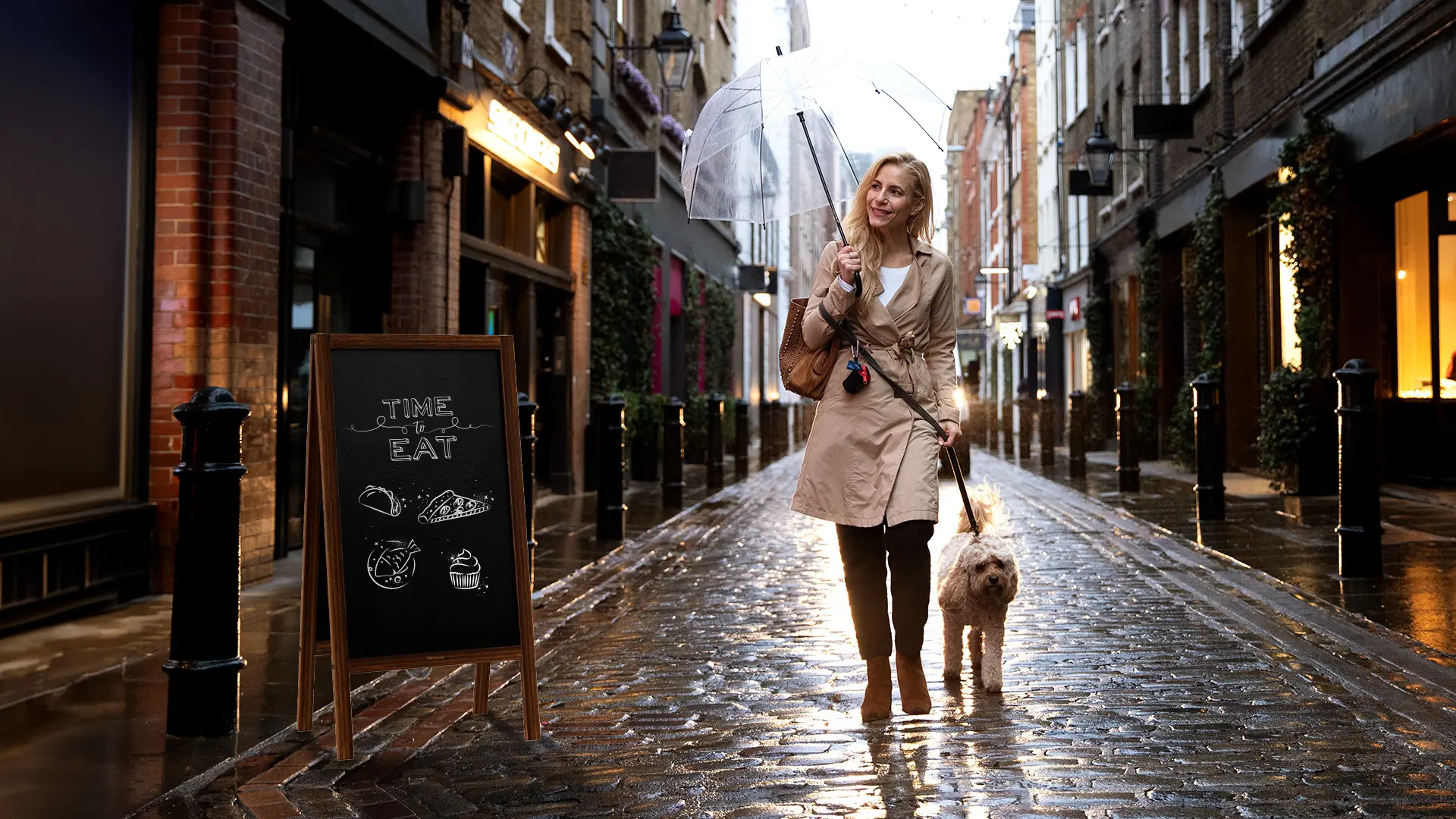 Magnetic Waterproof Chalk A-Board / Pavement Sign 100x49,5 cm – CLASSIC BROWN + FREE ACCESSORIES - Image 3