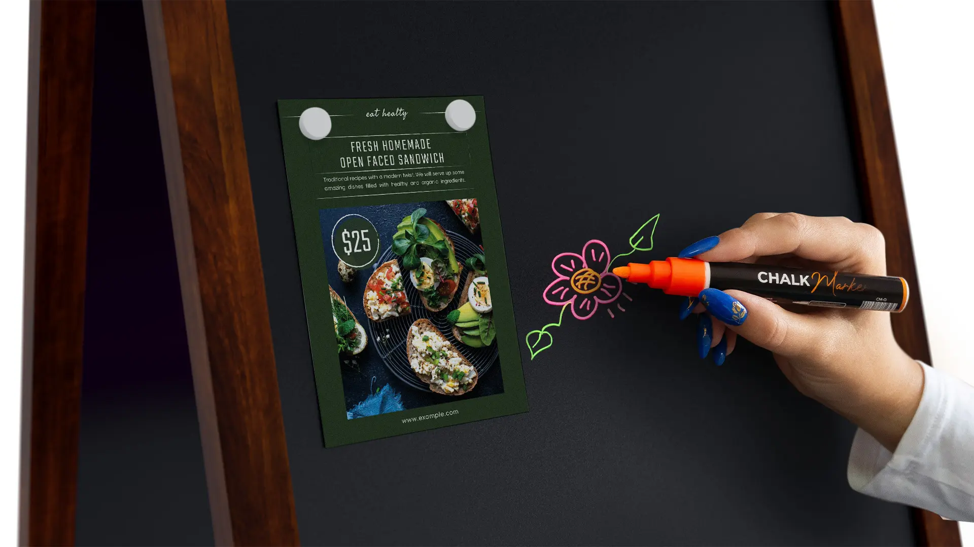 Magnetic Waterproof Chalk A-Board / Pavement Sign 100x49,5 cm – CLASSIC BROWN + FREE ACCESSORIES - Image 5