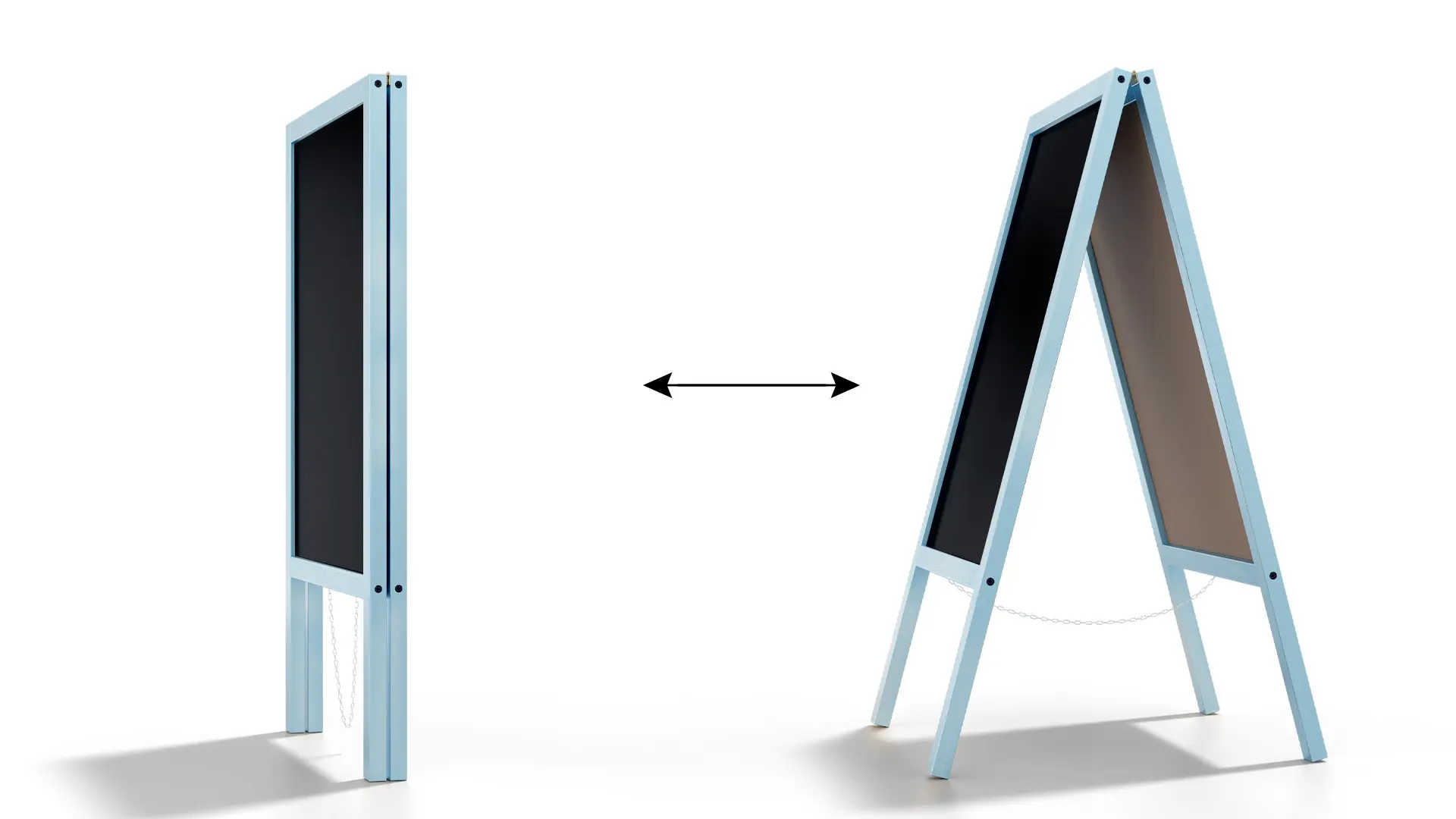 Pavement Sign with Blue Varnished Wooden Frame 118x61cm, Sidewalk Advertising Board Chalkboard A-Frame with Chain Double Sides for Shop Pub Restaurant - Image 5