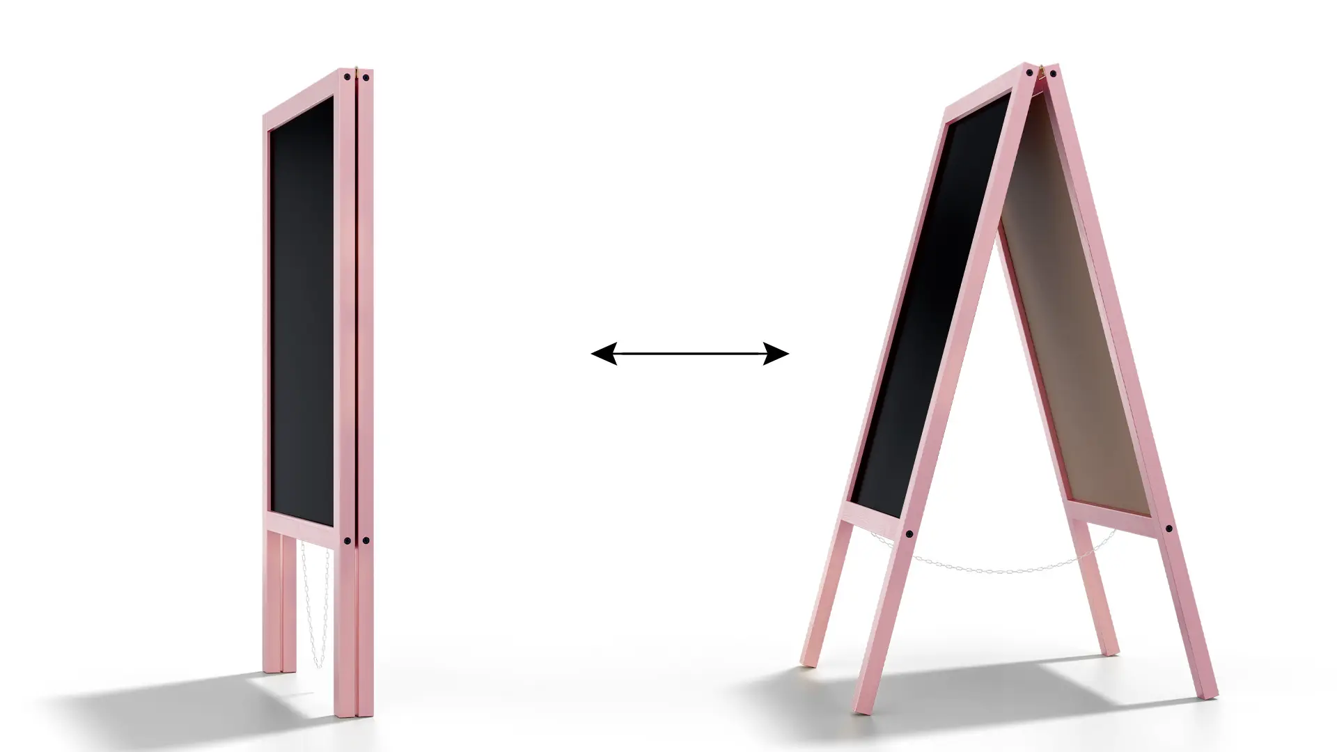 Pavement Sign with Pink Varnished Wooden Frame 118x61cm, Sidewalk Advertising Board Chalkboard A-Frame with Chain Double Sides for Shop Pub Restaurant - Image 4