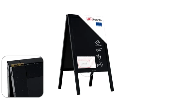 118x61 cm waterproof pavement sign with varnished black frame