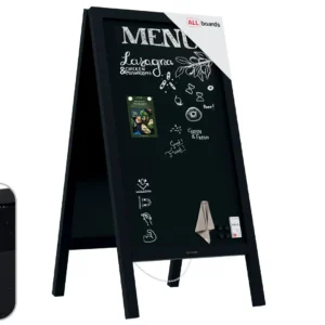 Magnetic Waterproof Chalk A-Board / Pavement Sign 110x56 cm – BLACK FRAME + FREE ACCESSORIES