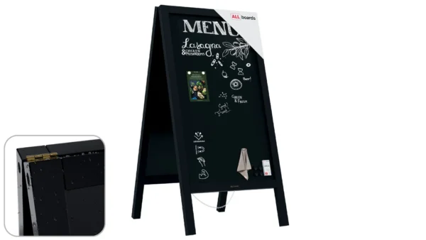 Magnetic Waterproof Chalk A-Board / Pavement Sign 110x56 cm – BLACK FRAME + FREE ACCESSORIES
