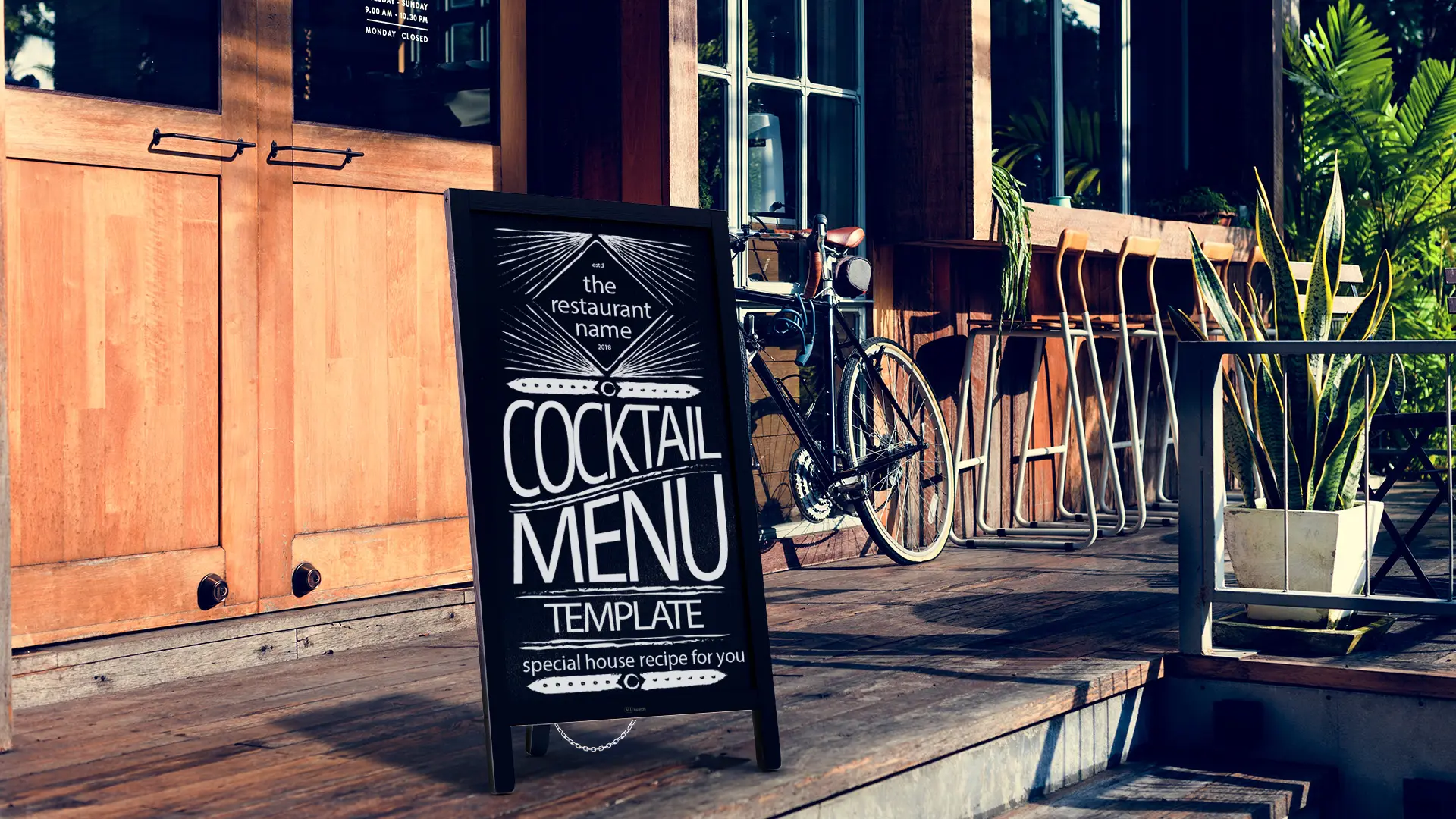 Waterproof Single-Sided A-Board with Chalk Surface In A BLACK Frame - 78x44 cm Advertising Stand - Image 9