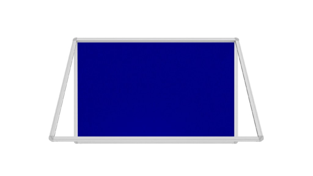 Blue Felt Display Case with Aluminium Frame 120x90cm Lockable Poster Case with Felt Rear Panel