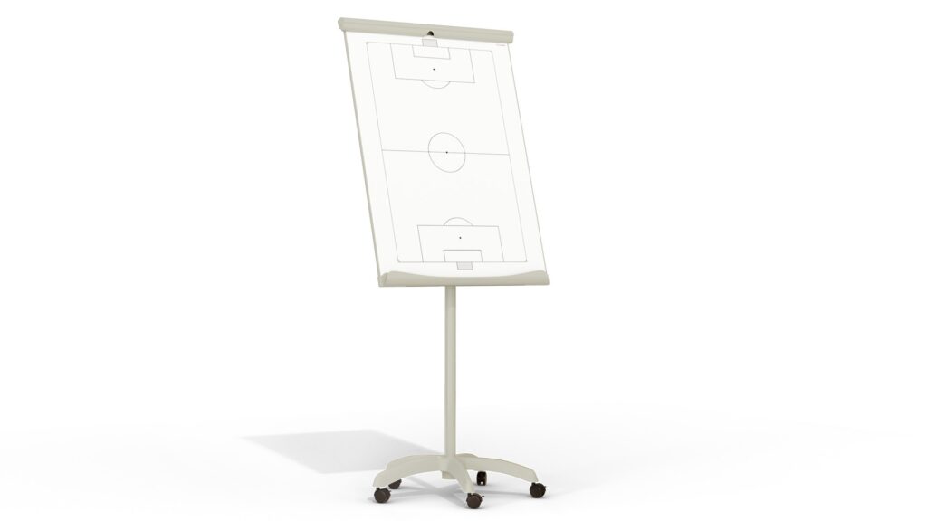 CLASSIC Mobile Magnetic Flipchart Board for Football - 100x70 cm with Wheels