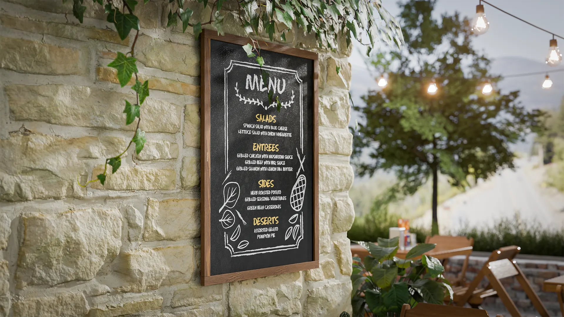 Waterproof Chalkboard with Varnished Wooden Frame 100x80cm, Chalk Writing Board Outdoor, Indoor - Image 9
