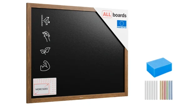 Waterproof Chalkboard with Varnished Wooden Frame 100x80cm, Chalk Writing Board Outdoor, Indoor