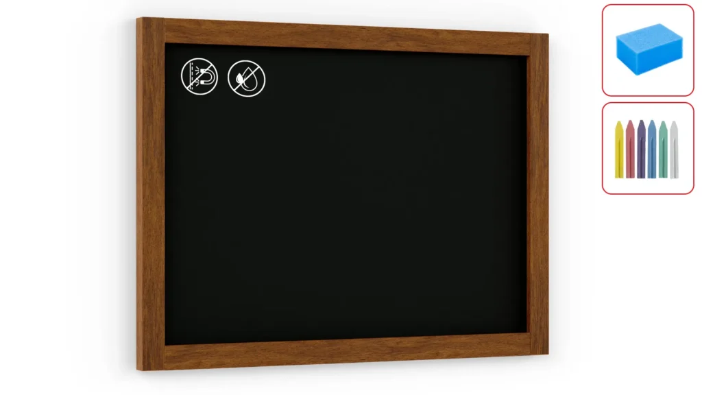 Black chalkboard 70x50 cm wooden frame + accessories