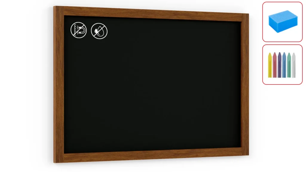 Black chalkboard 90x60 cm wooden frame + accessories