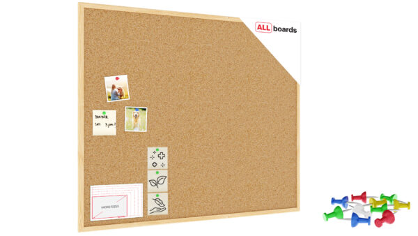 Cork notice board wooden natural frame 100x80 cm + FREE Accessories