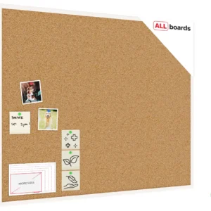 Cork notice board wooden natural white frame 100x80 cm + FREE Accessories
