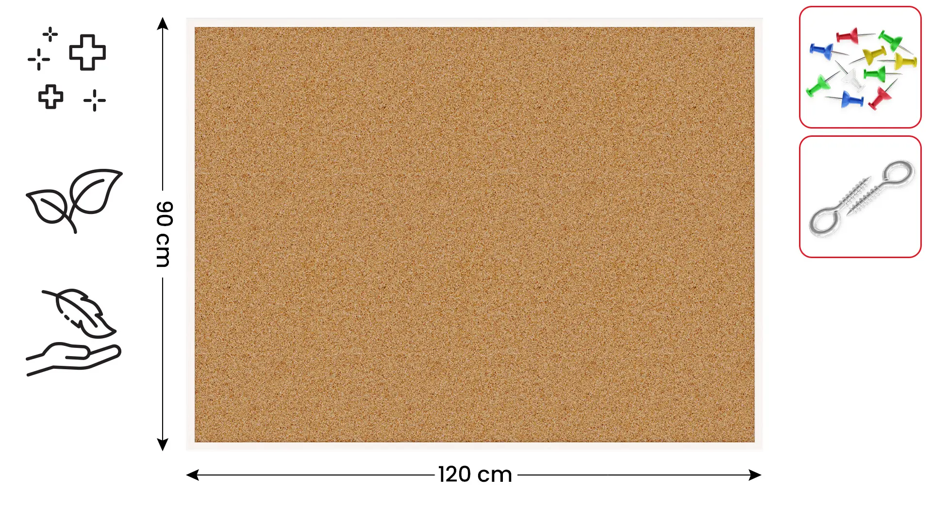 Cork notice board wooden natural white frame 120x90 cm + FREE Accessories - Image 2