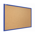 Cork notice board wooden natural dark blue navy frame 120x90 cm
