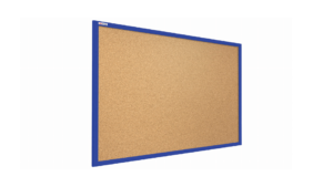 Cork notice board wooden natural dark blue navy frame 120x90 cm