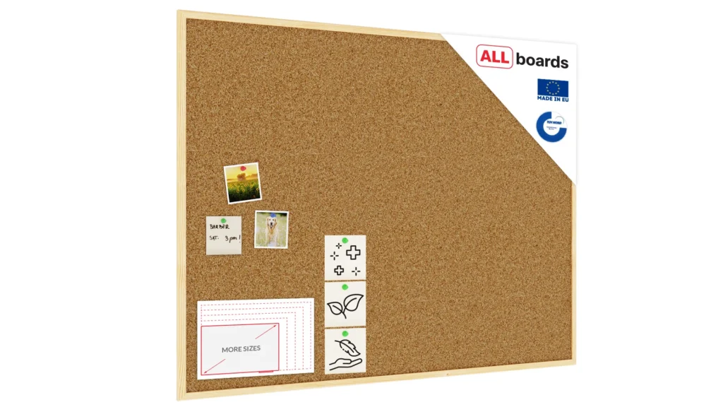 Cork notice board wooden natural frame 120x90 cm