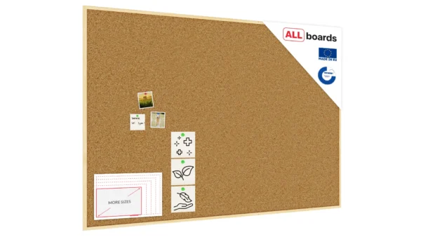 Cork notice board wooden natural frame 180x120 cm