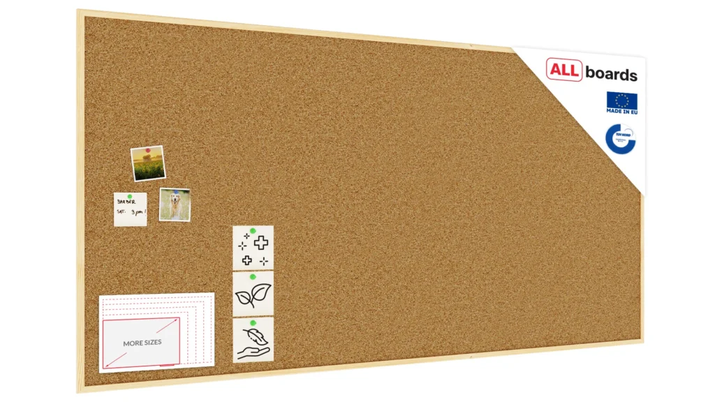 Cork notice board wooden natural frame 200x100 cm