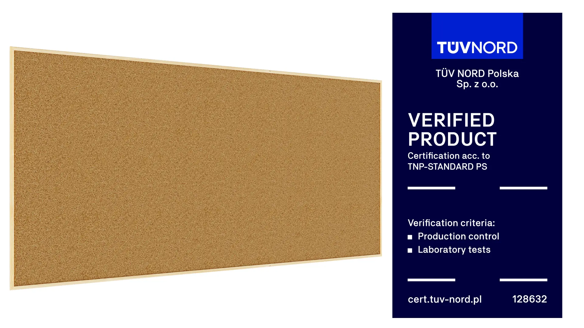 Cork notice board wooden natural frame 250x120 cm