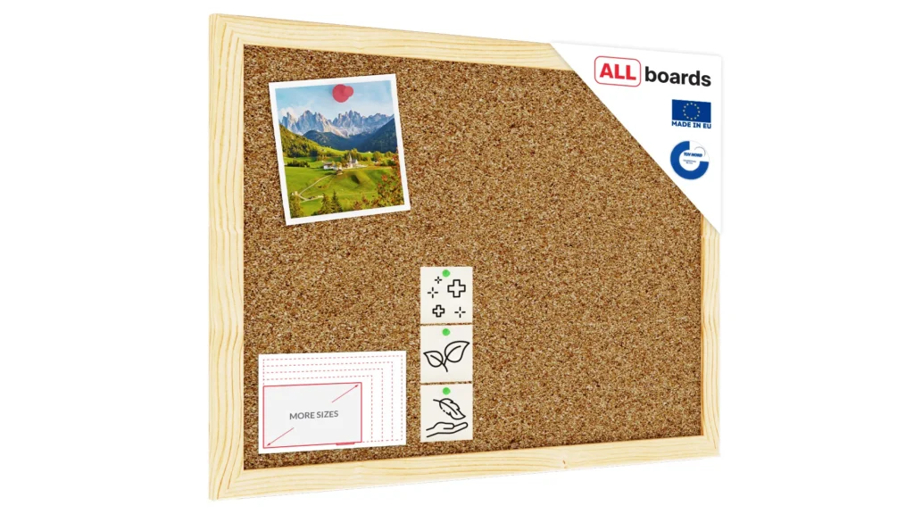 Cork notice board wooden natural frame 30x40 cm