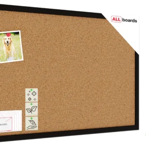 Cork notice board wooden black frame 60x40 cm + FREE Accessories
