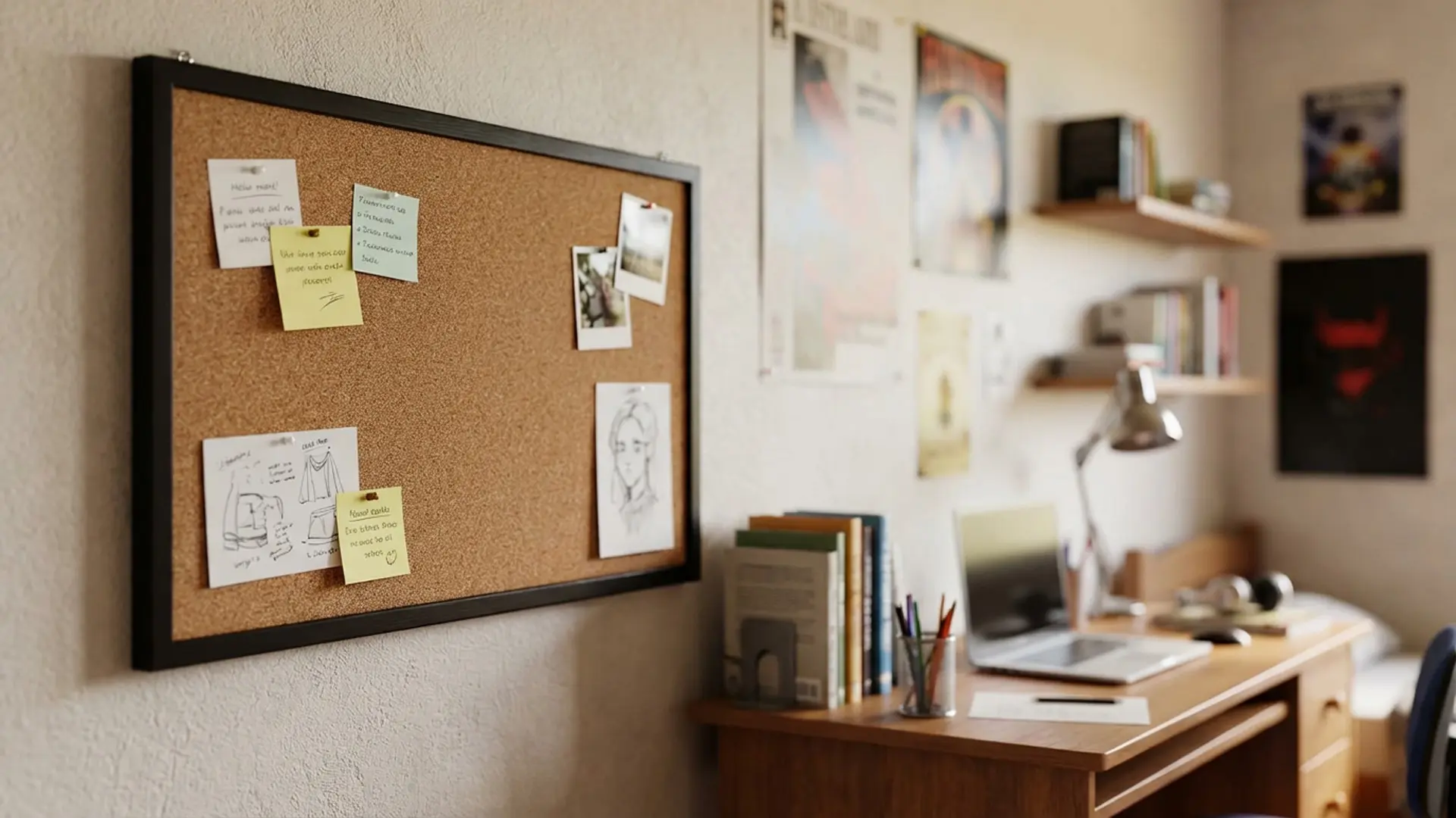 Cork notice board wooden black frame 60x40 cm + FREE Accessories - Image 3