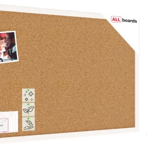 Cork notice board wooden natural white frame 60x40 cm + FREE Accessories