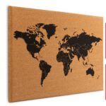 World Map Frameless Cork Board, 60x40 cm