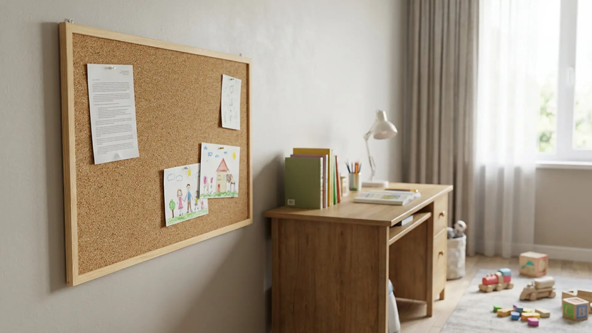 Cork notice board wooden natural frame 80x50 cm + FREE Accessories - Image 4