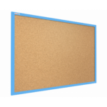Cork notice board wooden natural blue frame 120x90 cm