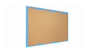 Cork notice board wooden natural blue frame 120x90 cm