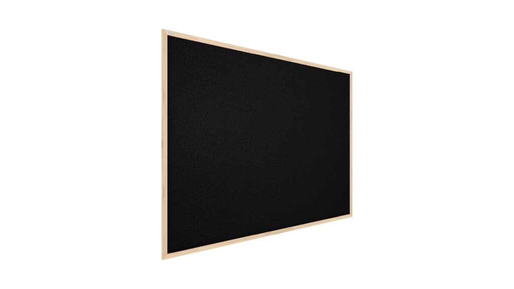 Black cork notice board wooden natural frame 90x60 cm