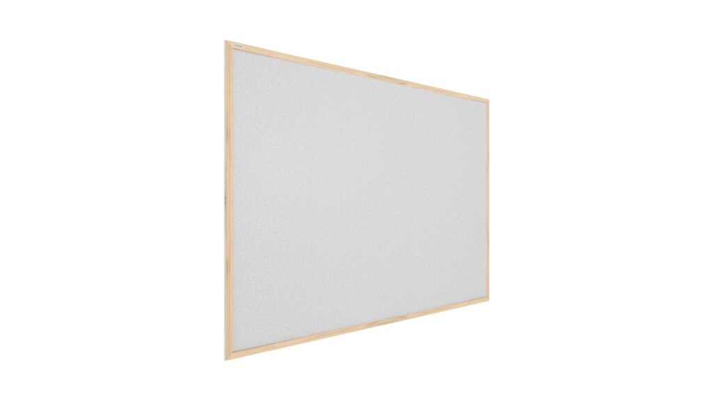Light grey cork notice board wooden natural frame 90x60 cm