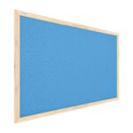 Pastel blue cork notice board wooden natural frame 90x60 cm