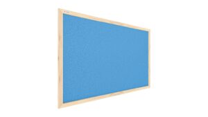 Pastel blue cork notice board wooden natural frame 90x60 cm