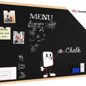 Magnetic Chalkboard with Wooden Frame 100x80 cm, Magnetic Chalkboard chalk + FREE Accessories