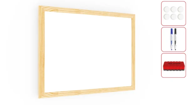 Whiteboard dry erase magnetic surface wooden natural frame 30x40 cm
