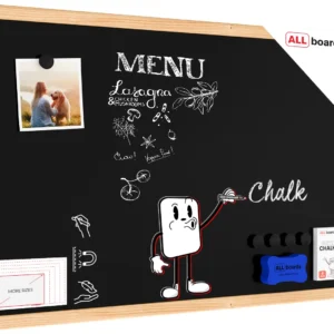 Magnetic Chalkboard with Wooden Frame 60x40cm, Magnetic Chalkboard chalk + FREE Accessories