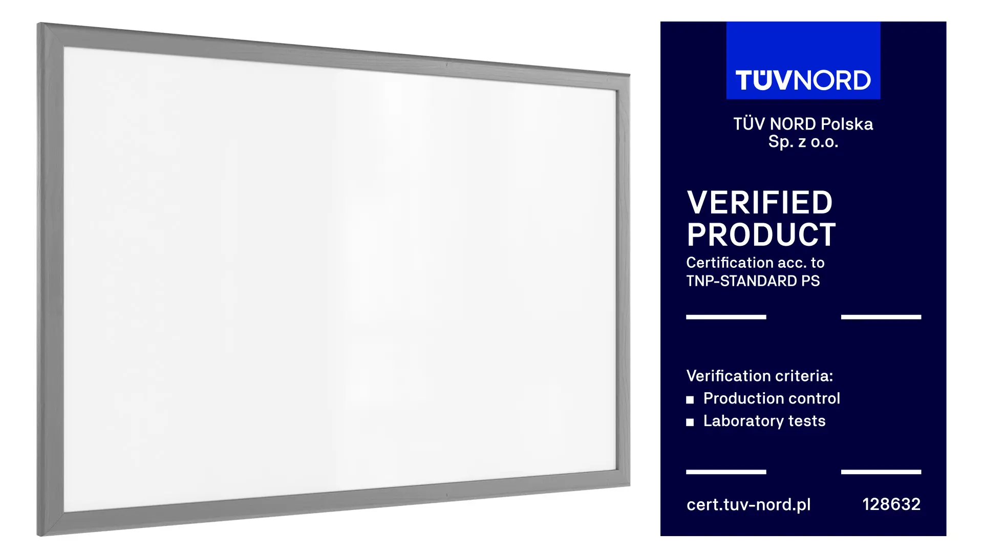 Whiteboard dry erase magnetic surface, silver wooden frame 60x40 cm