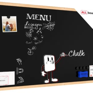 Magnetic Chalkboard with Wooden Frame 80x50cm, Magnetic Chalkboard chalk + FREE Accessories