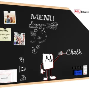 Magnetic Chalkboard with Wooden Frame 90x60cm, Magnetic Chalkboard chalk + FREE Accessories