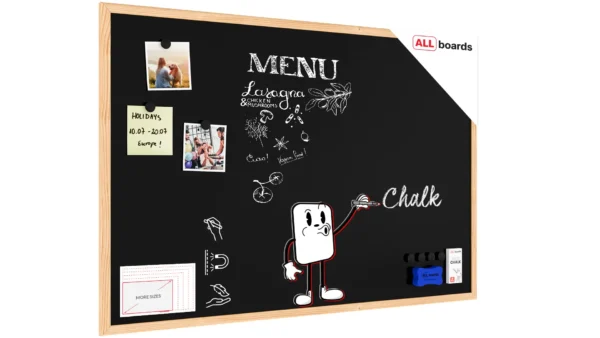 Magnetic Chalkboard with Wooden Frame 90x60cm, Magnetic Chalkboard chalk + FREE Accessories