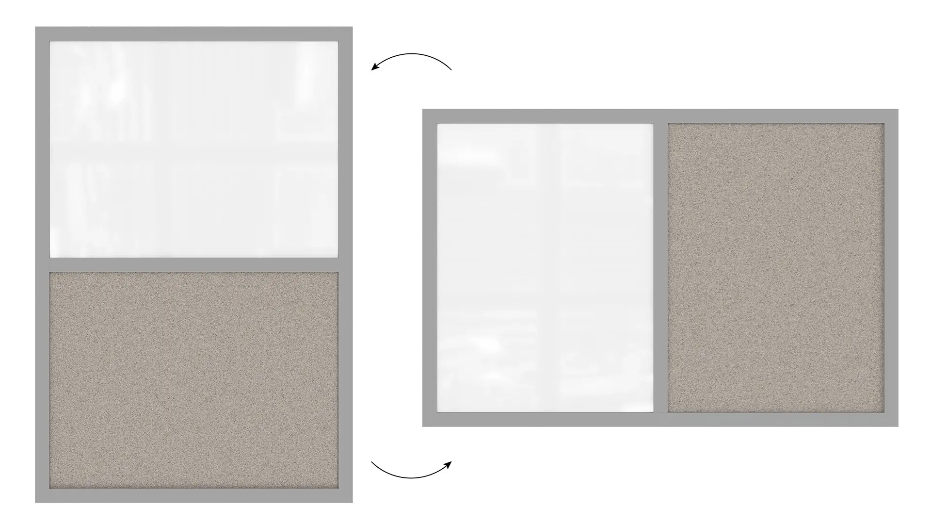 Whiteboard and grey cork COMBO board in a grey wooden frame 60 x 40cm - Image 5
