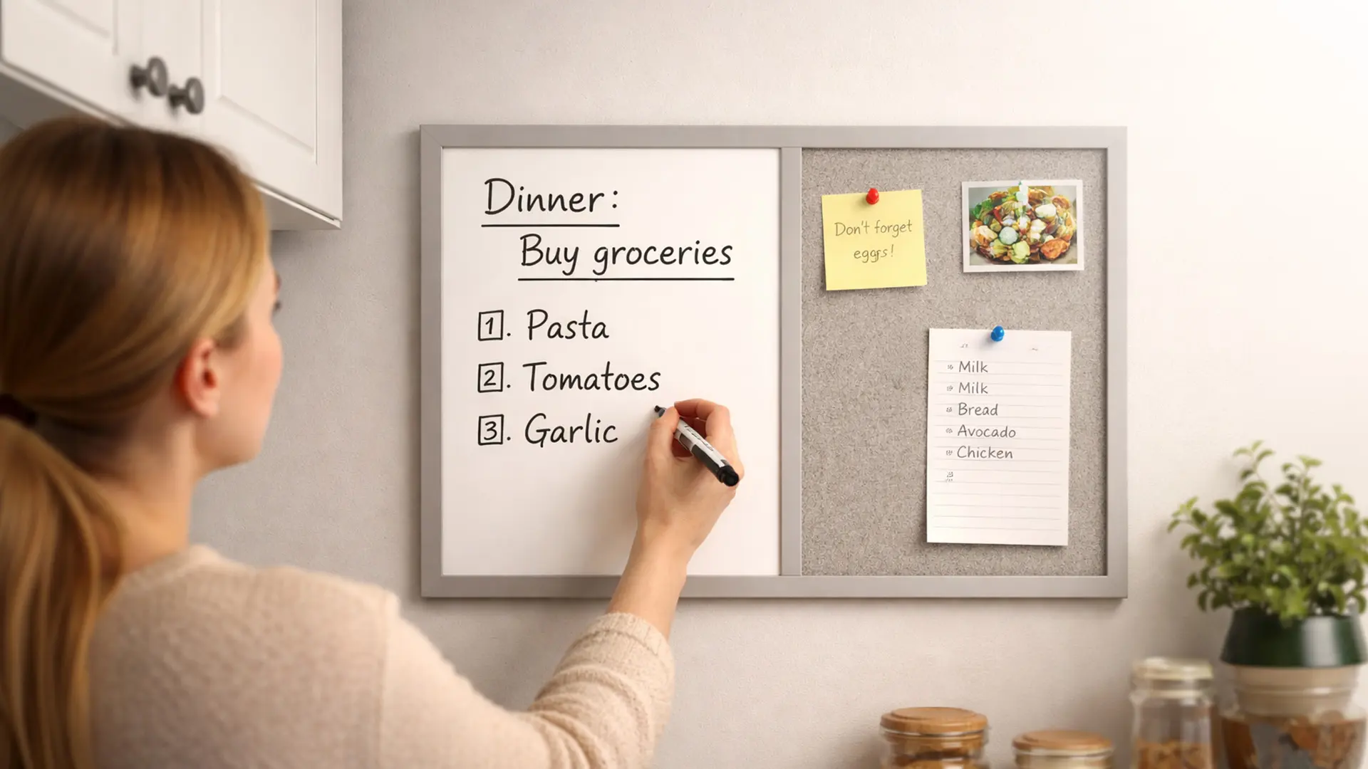 Whiteboard and grey cork COMBO board in a grey wooden frame 60 x 40cm - Image 9