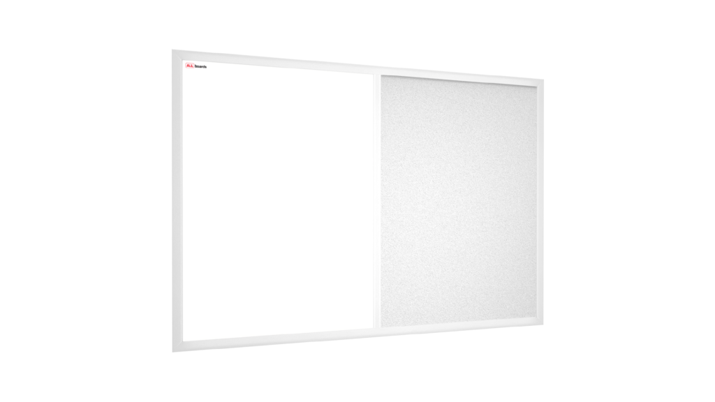 Whiteboard and white cork COMBO board in a white wooden frame 60 x 40cm