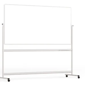 Mobile pivoting double sided whiteboard dry erase magnetic surface aluminium frame & stand 200x100 cm