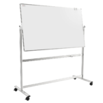 Mobile pivoting double sided whiteboard dry erase magnetic surface aluminium frame & stand 220x100 cm